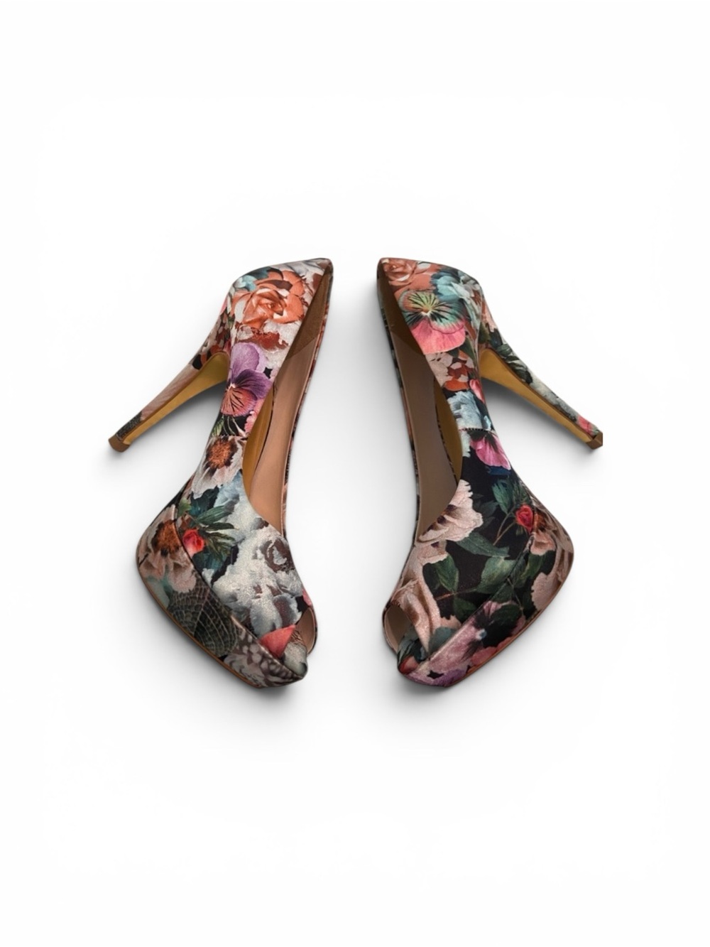 TED BAKER FLORAL PLATFORM PEEP TOE HEELS SIZE 6.5
